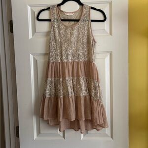 Altar'd State Cream Tiered Ruffled Scoop Neck Tank Top